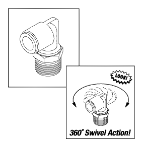 AIR TECHNIQUES REPLACEMENT PIVOT ELBOW (3/8" PUSH-IN x 3/8" MPT)