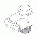 AIR TECHNIQUES REPLACEMENT BRANCH ELBOW (DUAL 1/4" PUSH-IN x 1/4" MPT)