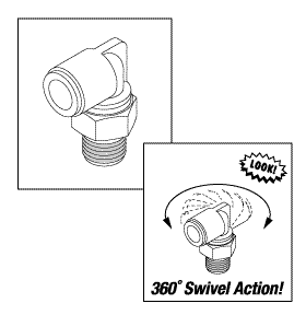AIR TECHNIQUES REPLACEMENT PIVOT ELBOW (3/8" PUSH-IN x 1/4" MPT)