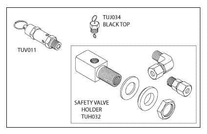 TUTTNAUER® REPLACEMENT SAFETY VALVE HOLDER KIT (37 PSI) 1 TUTTNAUER® REPLACEMENT SAFETY VALVE HOLDER KIT (37 PSI)