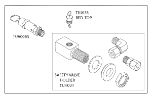 TUTTNAUER® REPLACEMENT SAFETY VALVE HOLDER KIT (40 PSI) 1 TUTTNAUER® REPLACEMENT SAFETY VALVE HOLDER KIT (40 PSI)